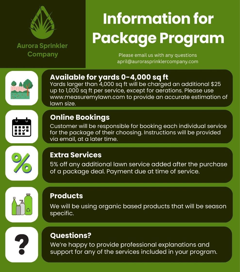 Aurora Sprinkler Company Lawn Care Package Program Information